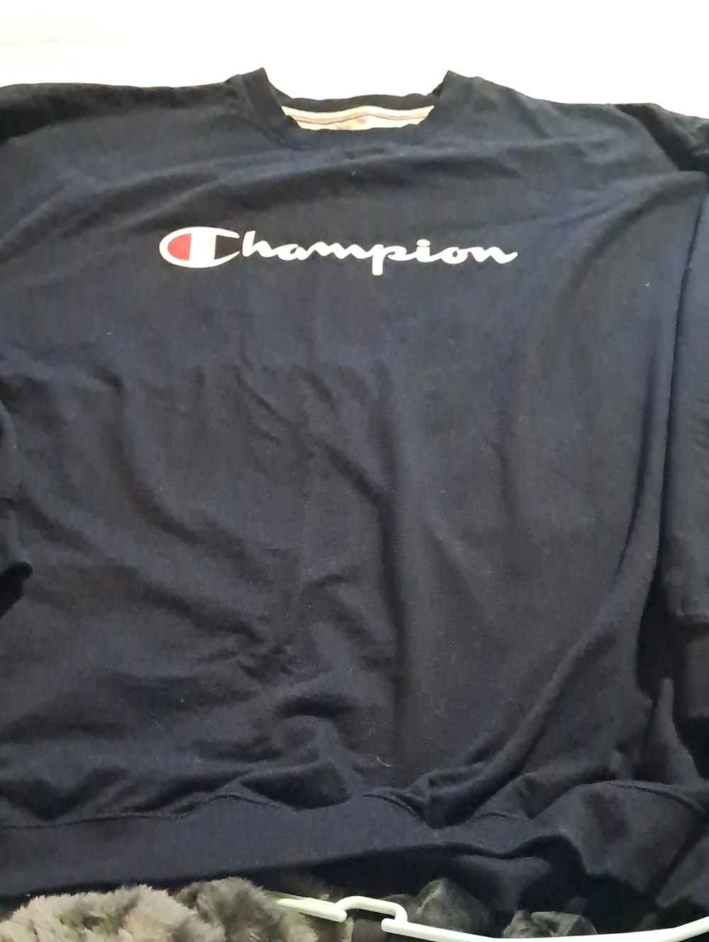 Champion Men's Navy Blue Logo Crewneck Sweatshirt